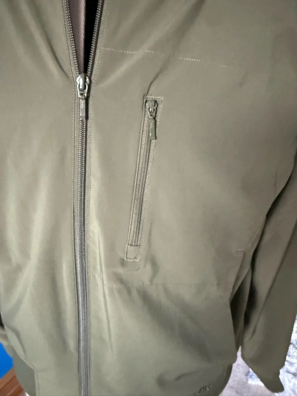 Men's Army green Bomber Jacket - Lightweight Minimalist Zip Front